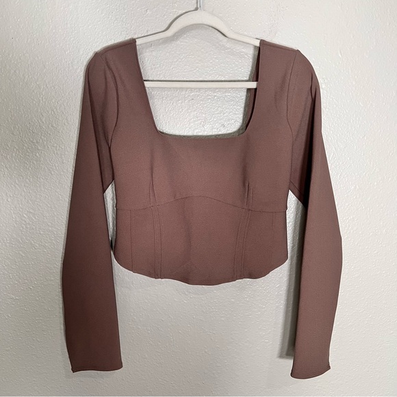 Abercrombie and Fitch Womens Long Sleeve Corset Crop Top Size Large - Picture 3 of 12